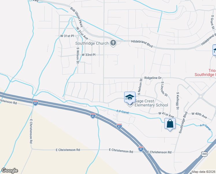map of restaurants, bars, coffee shops, grocery stores, and more near 6698 West 38th Avenue in Kennewick