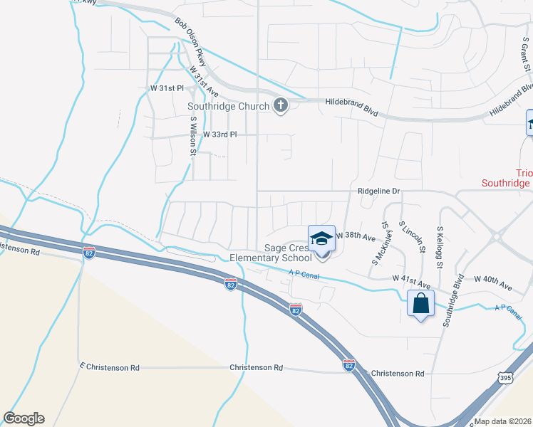 map of restaurants, bars, coffee shops, grocery stores, and more near 6698 West 38th Avenue in Kennewick