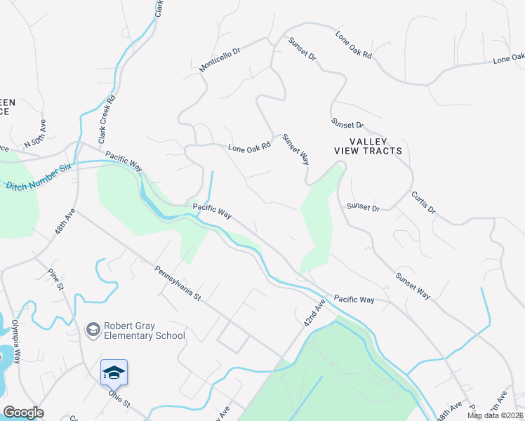 map of restaurants, bars, coffee shops, grocery stores, and more near 4416 Pacific Way in Longview