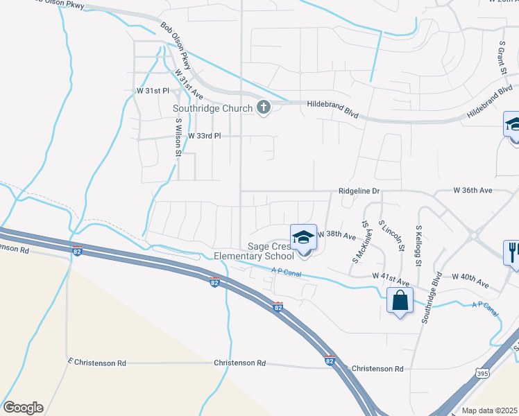 map of restaurants, bars, coffee shops, grocery stores, and more near 6698 West 38th Avenue in Kennewick