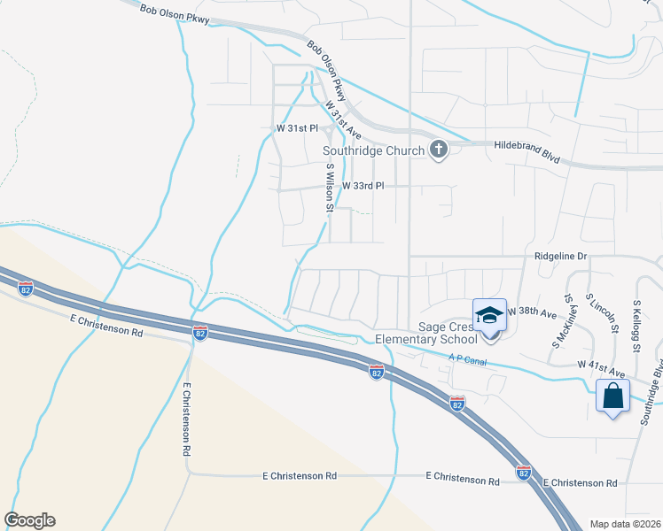 map of restaurants, bars, coffee shops, grocery stores, and more near 6831 Ridgeline Drive in Kennewick