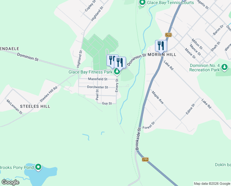 map of restaurants, bars, coffee shops, grocery stores, and more near 2 International Street in Glace Bay