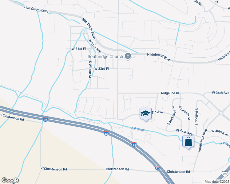 map of restaurants, bars, coffee shops, grocery stores, and more near 3514 South Sherman Street in Kennewick