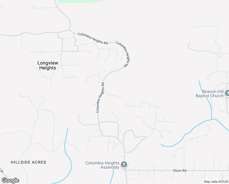 map of restaurants, bars, coffee shops, grocery stores, and more near 3844 Columbia Heights Road in Longview