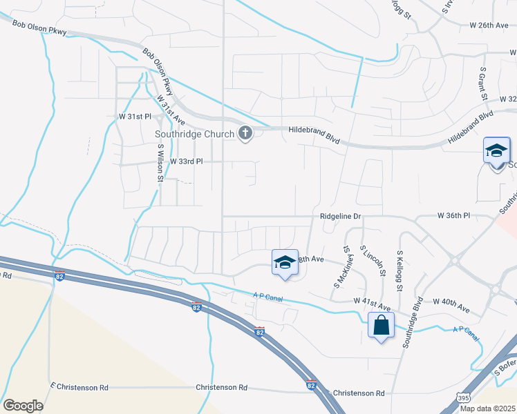map of restaurants, bars, coffee shops, grocery stores, and more near 6552 Ridgeline Drive in Kennewick