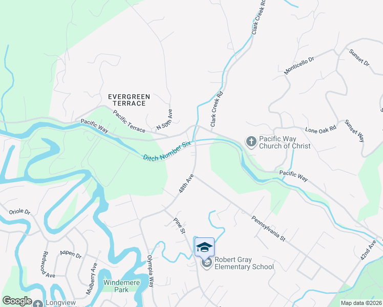 map of restaurants, bars, coffee shops, grocery stores, and more near 2719 48th Avenue in Longview