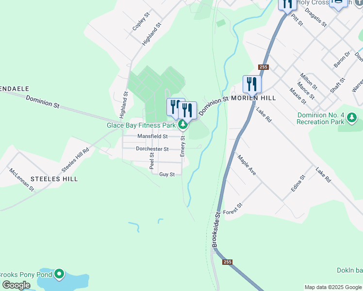 map of restaurants, bars, coffee shops, grocery stores, and more near 89 Dorchester Street in Glace Bay