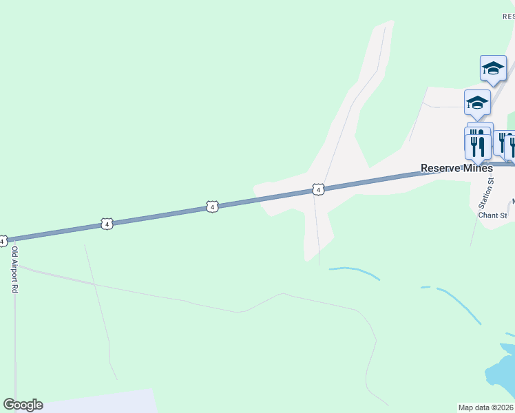 map of restaurants, bars, coffee shops, grocery stores, and more near 2061 Sydney Road in Reserve Mines