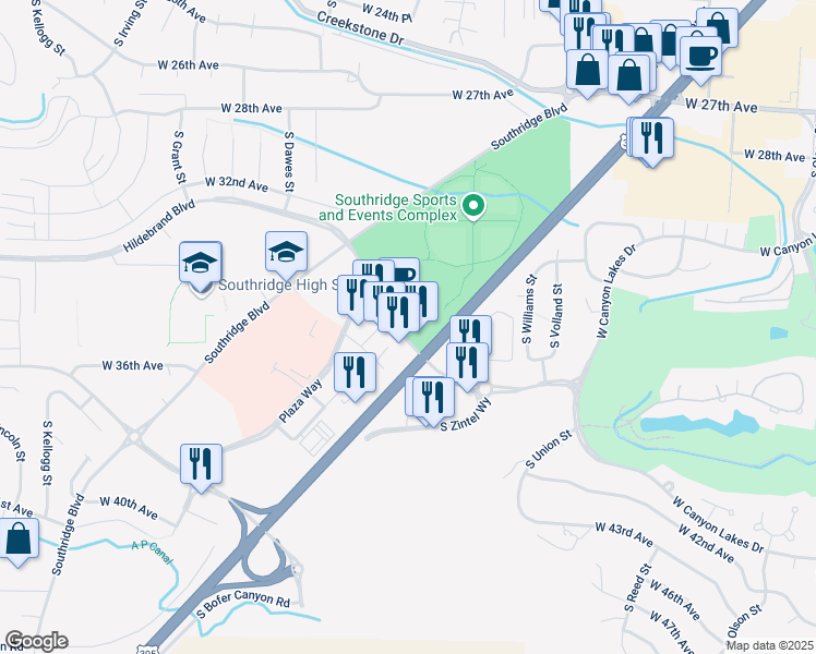 map of restaurants, bars, coffee shops, grocery stores, and more near 4898 Hildebrand Boulevard in Kennewick