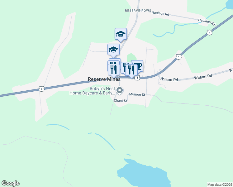 map of restaurants, bars, coffee shops, grocery stores, and more near Station Street in Reserve Mines