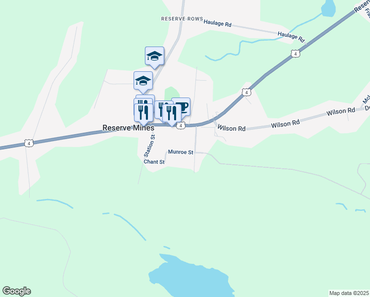 map of restaurants, bars, coffee shops, grocery stores, and more near 16 Munroe Street in Reserve Mines