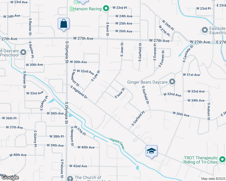 map of restaurants, bars, coffee shops, grocery stores, and more near 905 West 33rd Avenue in Kennewick