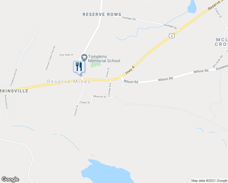 map of restaurants, bars, coffee shops, grocery stores, and more near 25 Lorway Avenue in Reserve Mines