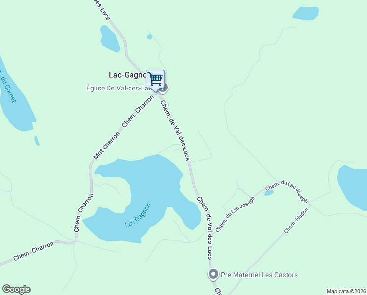 map of restaurants, bars, coffee shops, grocery stores, and more near 289 Chemin de Val-des-Lacs in Val-des-Lacs