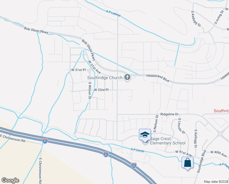 map of restaurants, bars, coffee shops, grocery stores, and more near 6681 West 33rd Place in Kennewick