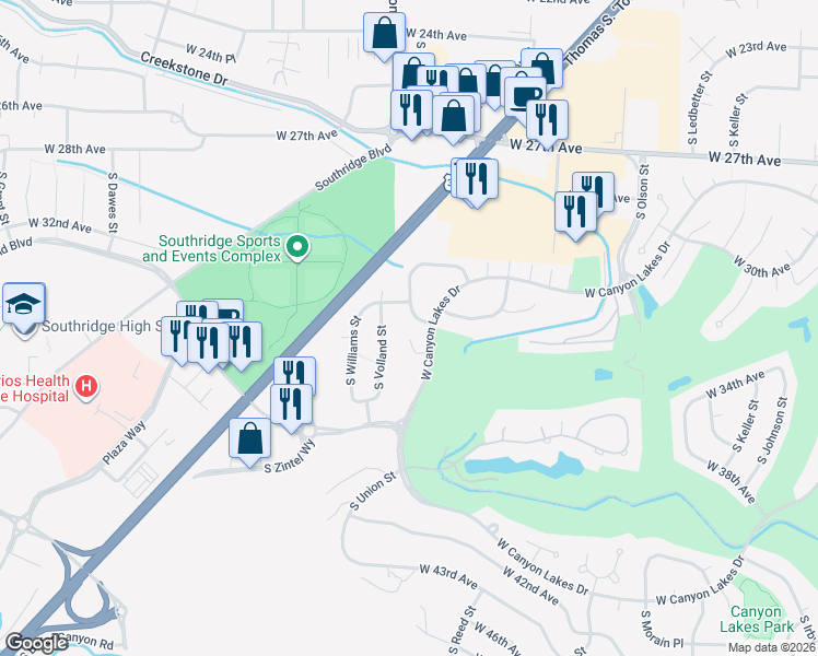 map of restaurants, bars, coffee shops, grocery stores, and more near 3308 South Tweedt Street in Kennewick