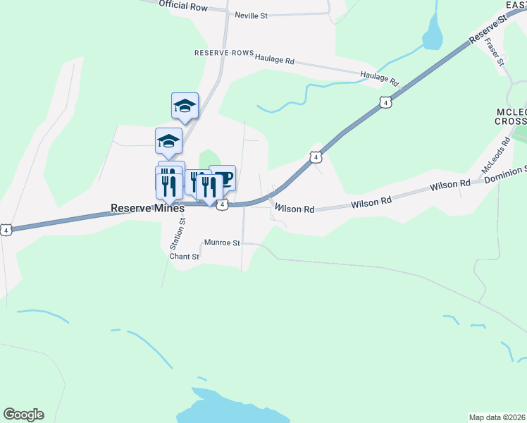 map of restaurants, bars, coffee shops, grocery stores, and more near 12 Wilson Court in Reserve Mines