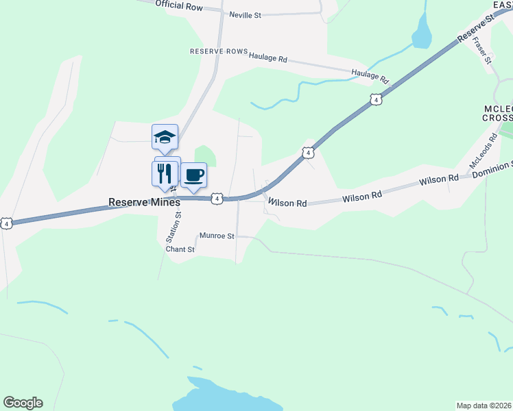 map of restaurants, bars, coffee shops, grocery stores, and more near 12 Wilson Court in Reserve Mines