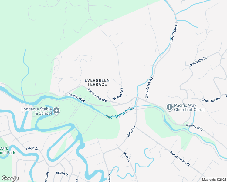 map of restaurants, bars, coffee shops, grocery stores, and more near 115 50th Place in Longview