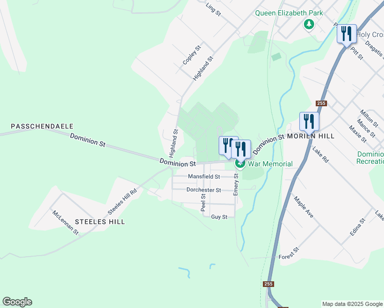 map of restaurants, bars, coffee shops, grocery stores, and more near 73 Dominion Street in Glace Bay