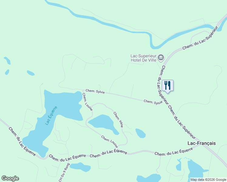 map of restaurants, bars, coffee shops, grocery stores, and more near 71 Chemin Sylvie in Lac-Supérieur