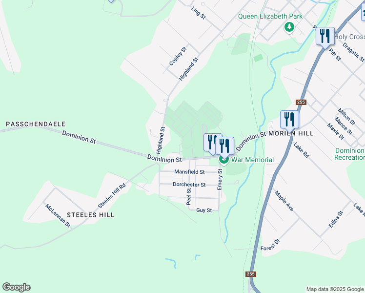 map of restaurants, bars, coffee shops, grocery stores, and more near 67 Dominion Street in Glace Bay