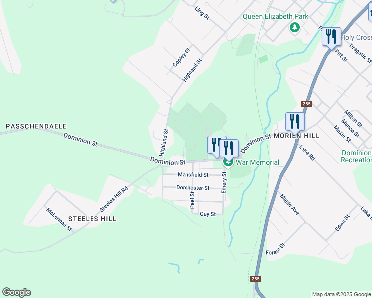 map of restaurants, bars, coffee shops, grocery stores, and more near 67 Dominion Street in Glace Bay