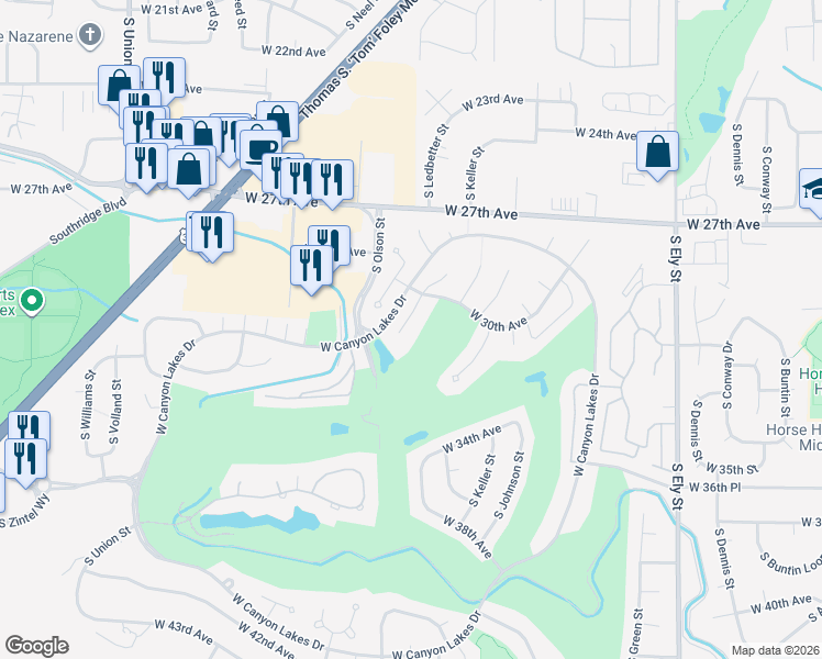 map of restaurants, bars, coffee shops, grocery stores, and more near 3103 South Morain Place in Kennewick