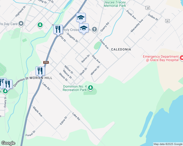map of restaurants, bars, coffee shops, grocery stores, and more near 198 Shaft Street in Glace Bay
