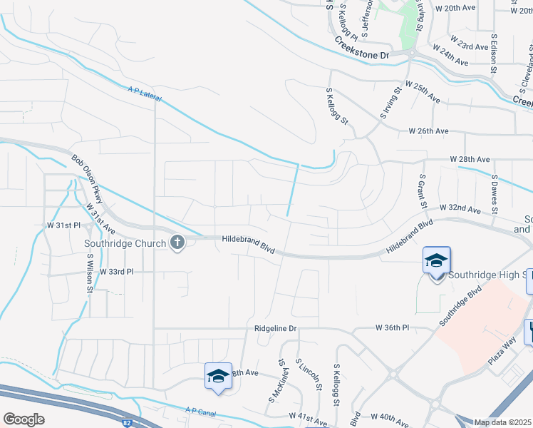 map of restaurants, bars, coffee shops, grocery stores, and more near Hildebrand Boulevard in Kennewick