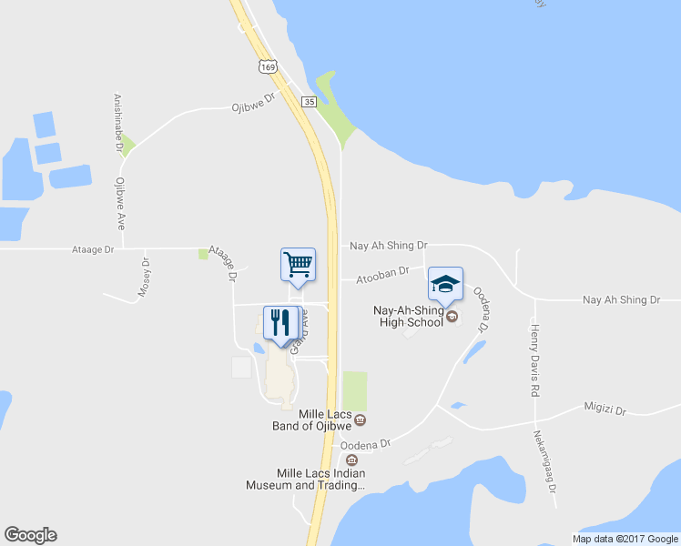 map of restaurants, bars, coffee shops, grocery stores, and more near 44465 Virgo Road in Onamia