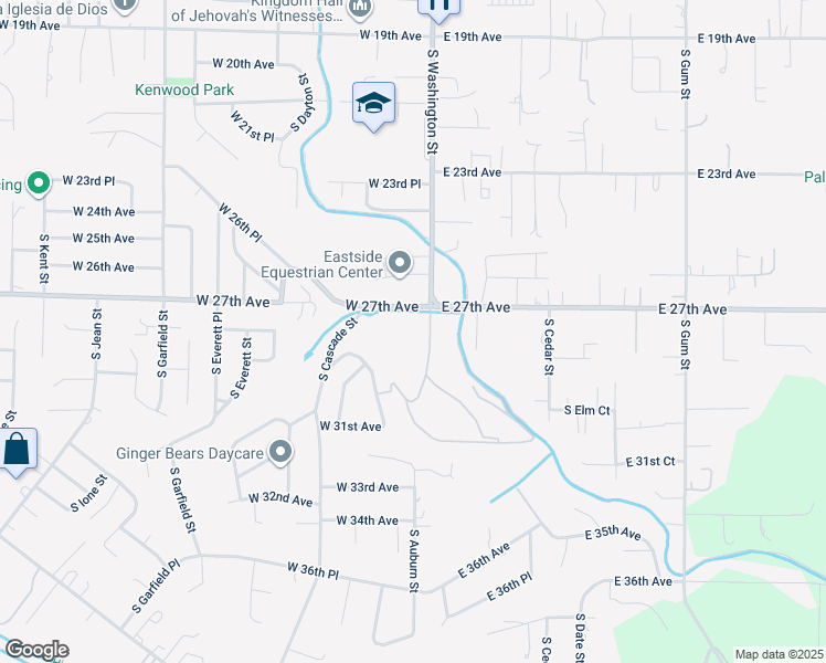 map of restaurants, bars, coffee shops, grocery stores, and more near 7 West 27th Avenue in Kennewick