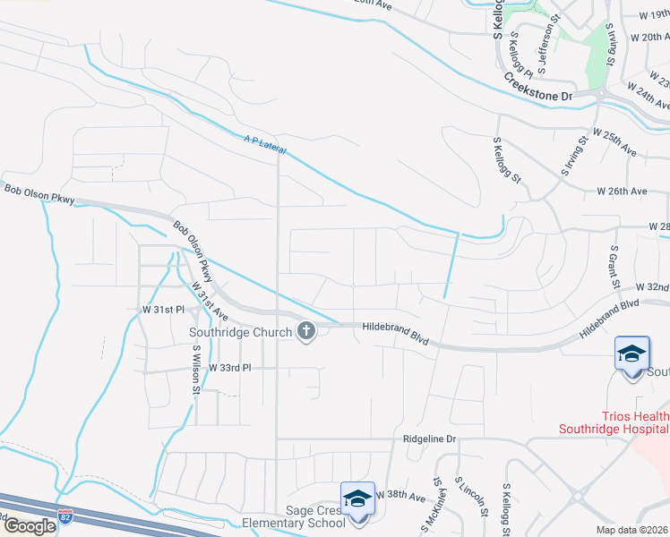 map of restaurants, bars, coffee shops, grocery stores, and more near 2715 South Sherman Street in Kennewick