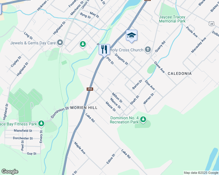 map of restaurants, bars, coffee shops, grocery stores, and more near 47 School Street in Glace Bay