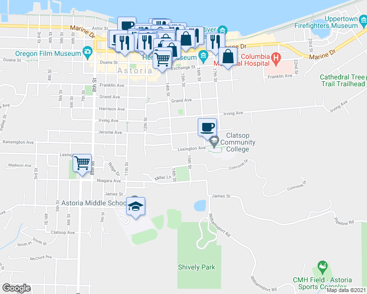 map of restaurants, bars, coffee shops, grocery stores, and more near 1478 Lexington Avenue in Astoria