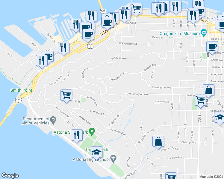 map of restaurants, bars, coffee shops, grocery stores, and more near 195 West Jerome Avenue in Astoria
