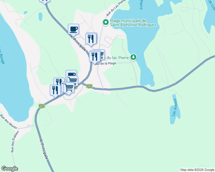 map of restaurants, bars, coffee shops, grocery stores, and more near 101 Route de Sainte Béatrix in Saint-Alphonse-Rodriguez