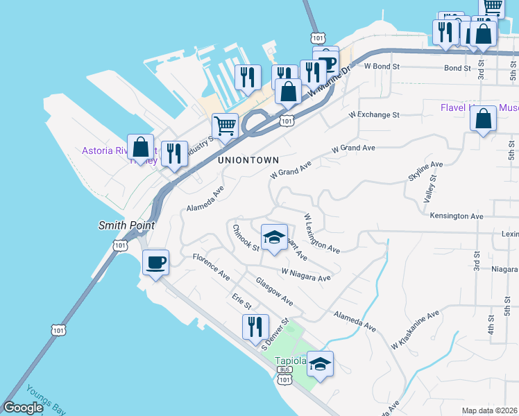 map of restaurants, bars, coffee shops, grocery stores, and more near 300 Pleasant Avenue in Astoria