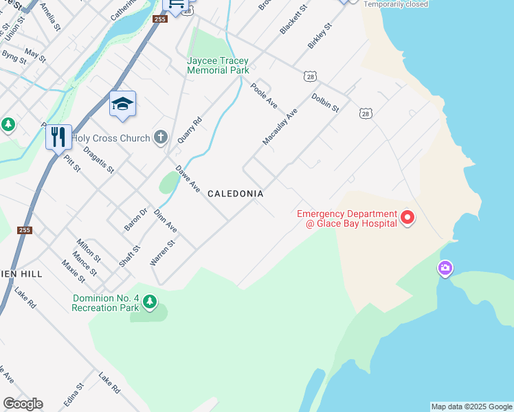 map of restaurants, bars, coffee shops, grocery stores, and more near 233 Douglas Avenue in Glace Bay