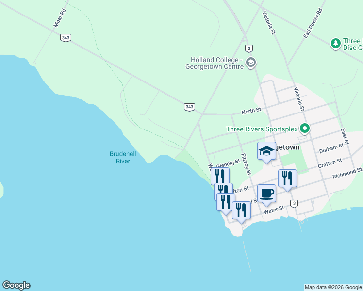 map of restaurants, bars, coffee shops, grocery stores, and more near 11 East Royalty Road in Georgetown