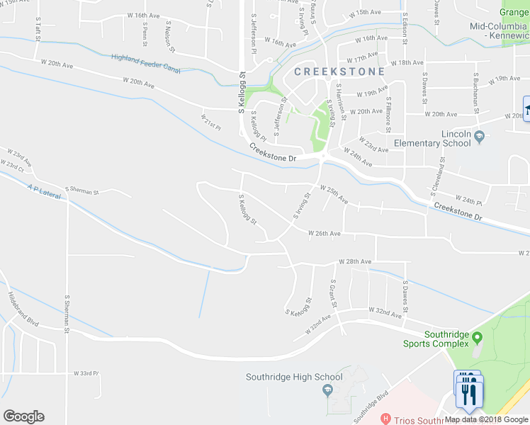 map of restaurants, bars, coffee shops, grocery stores, and more near 5803 West 26th Avenue in Kennewick