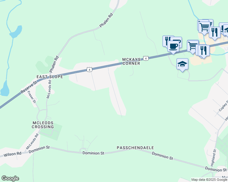 map of restaurants, bars, coffee shops, grocery stores, and more near Turner Street in Glace Bay