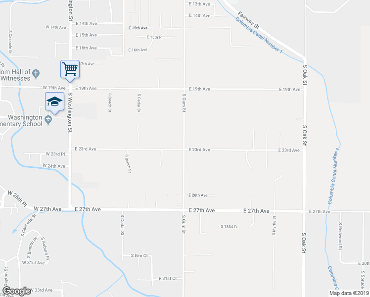 map of restaurants, bars, coffee shops, grocery stores, and more near 701 East 23rd Avenue in Kennewick