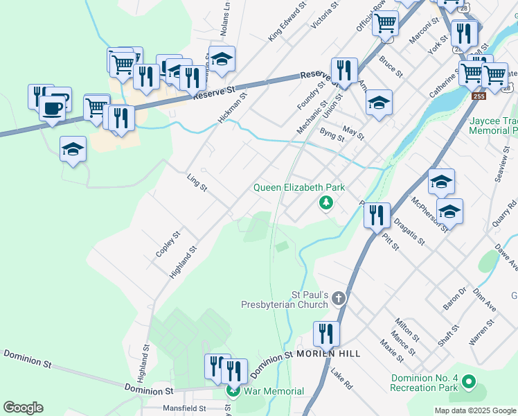 map of restaurants, bars, coffee shops, grocery stores, and more near 8 Marian Street in Glace Bay