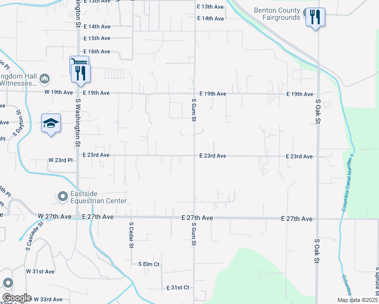 map of restaurants, bars, coffee shops, grocery stores, and more near 2218 South Gum Street in Kennewick