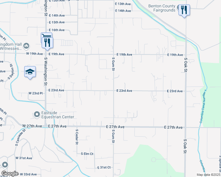 map of restaurants, bars, coffee shops, grocery stores, and more near 2218 South Gum Street in Kennewick