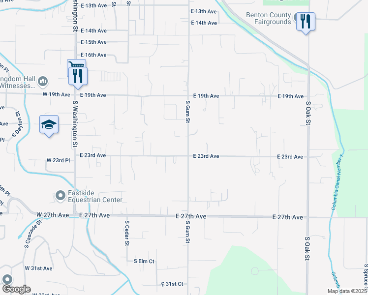 map of restaurants, bars, coffee shops, grocery stores, and more near 2218 South Gum Street in Kennewick