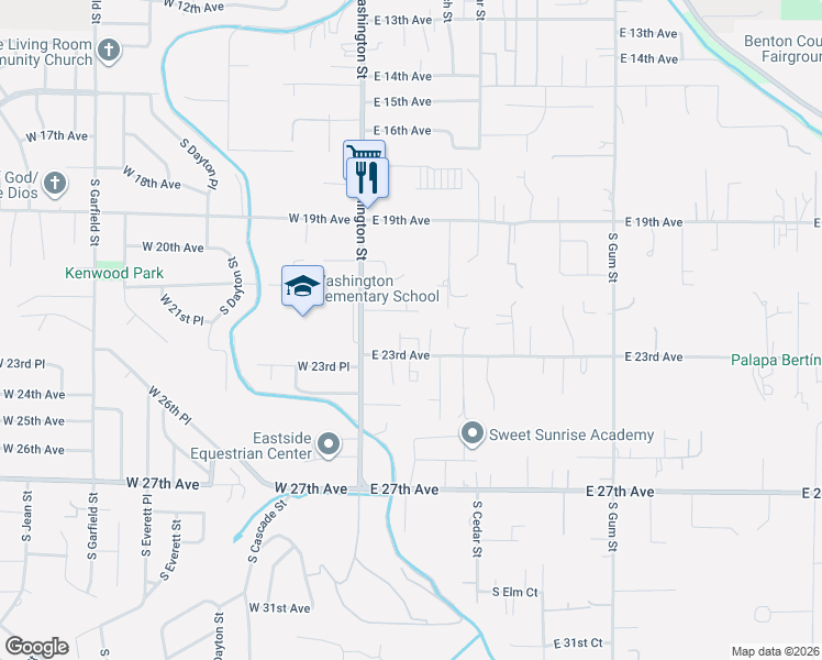 map of restaurants, bars, coffee shops, grocery stores, and more near 33 East 23rd Avenue in Kennewick