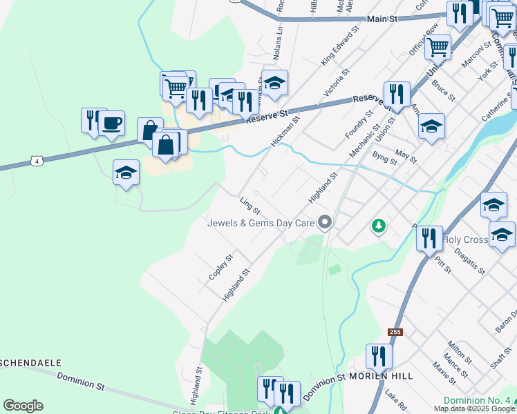 map of restaurants, bars, coffee shops, grocery stores, and more near 14 Ling Street in Glace Bay