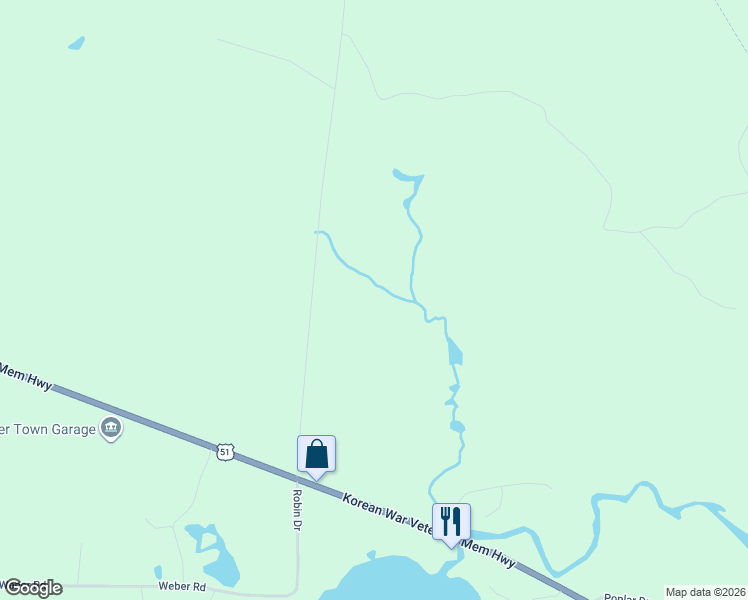map of restaurants, bars, coffee shops, grocery stores, and more near 5822 North Three Ten Road in Mercer